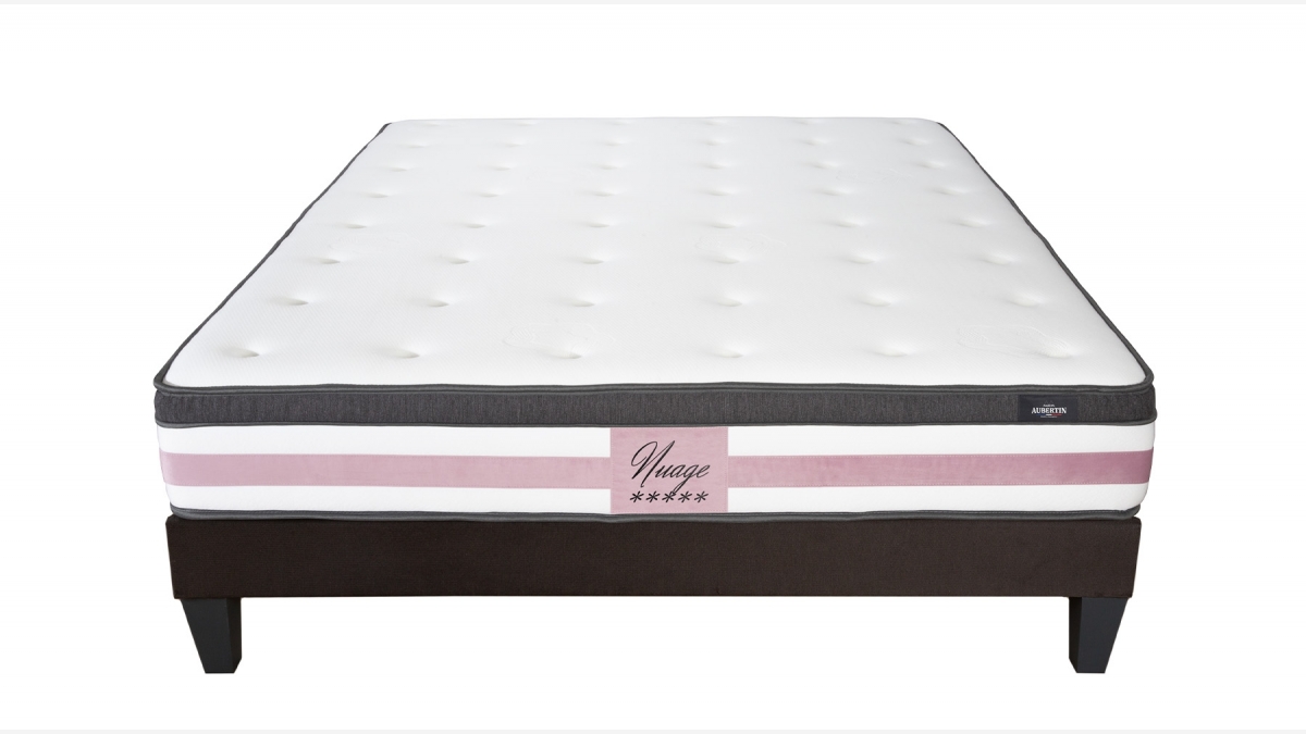 Ensemble | Matelas NUAGE - Mémoire de Forme | Sommier KIT TISSU - Gris anthracite