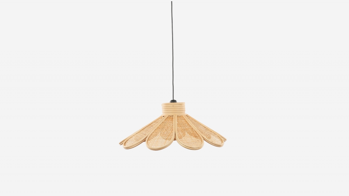 Suspension fleur rotin naturel