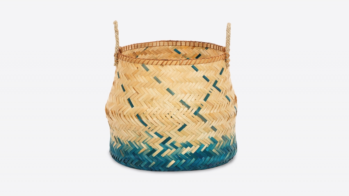 Panier bambou naturel et bleu